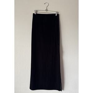 Vintage Wanted Clothing Black Velvet Y2K Long Skirt Slit Dark Romantic Grunge